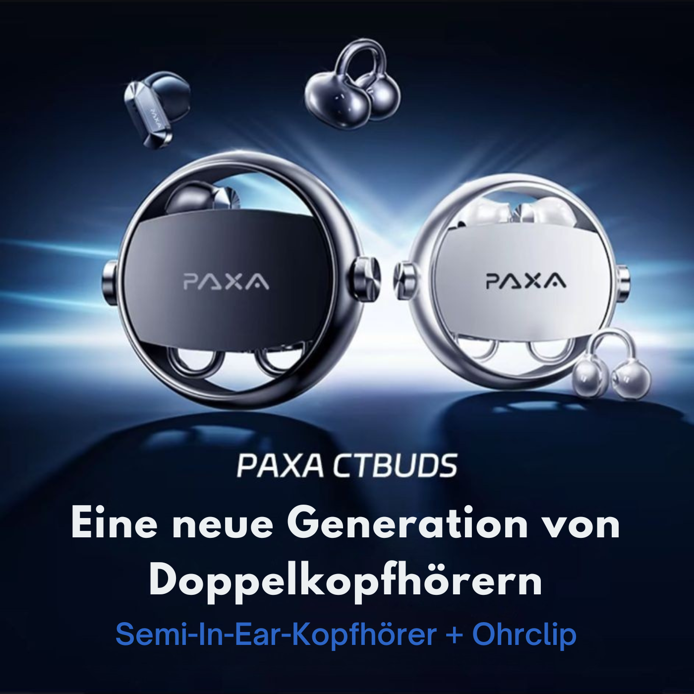 PAXA – Dual-Mode-Ohrhörer, 2 Paar in 1, gleichzeitig verwendbar!