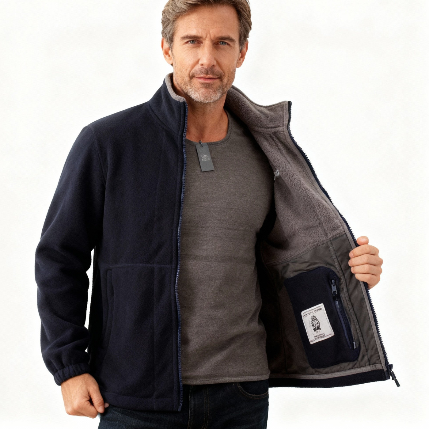 Doppellagige Fleecejacke mit Kapuze