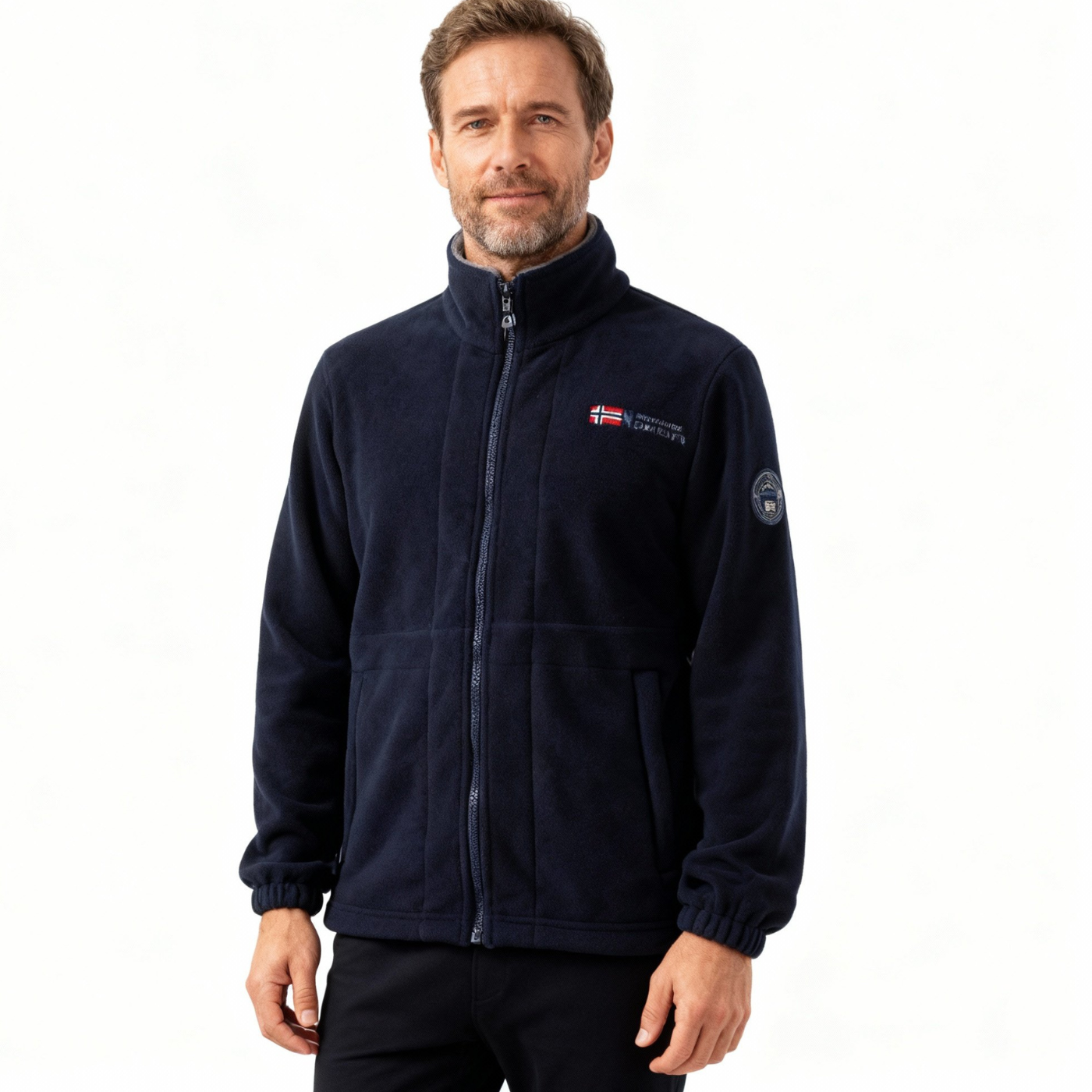 Doppellagige Fleecejacke mit Kapuze